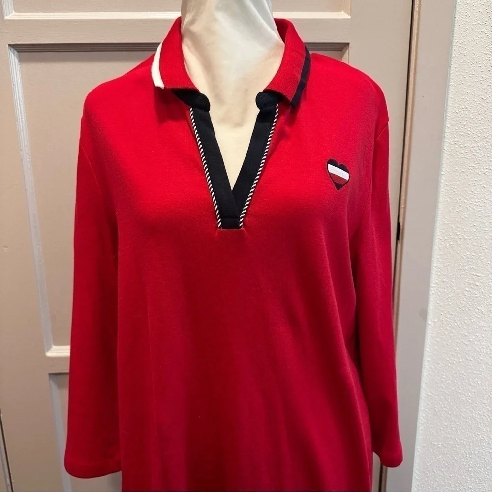 Tommy Hilfiger Cotton T-shirt Pull Over Dress Sz XL Chilli Pepper Red